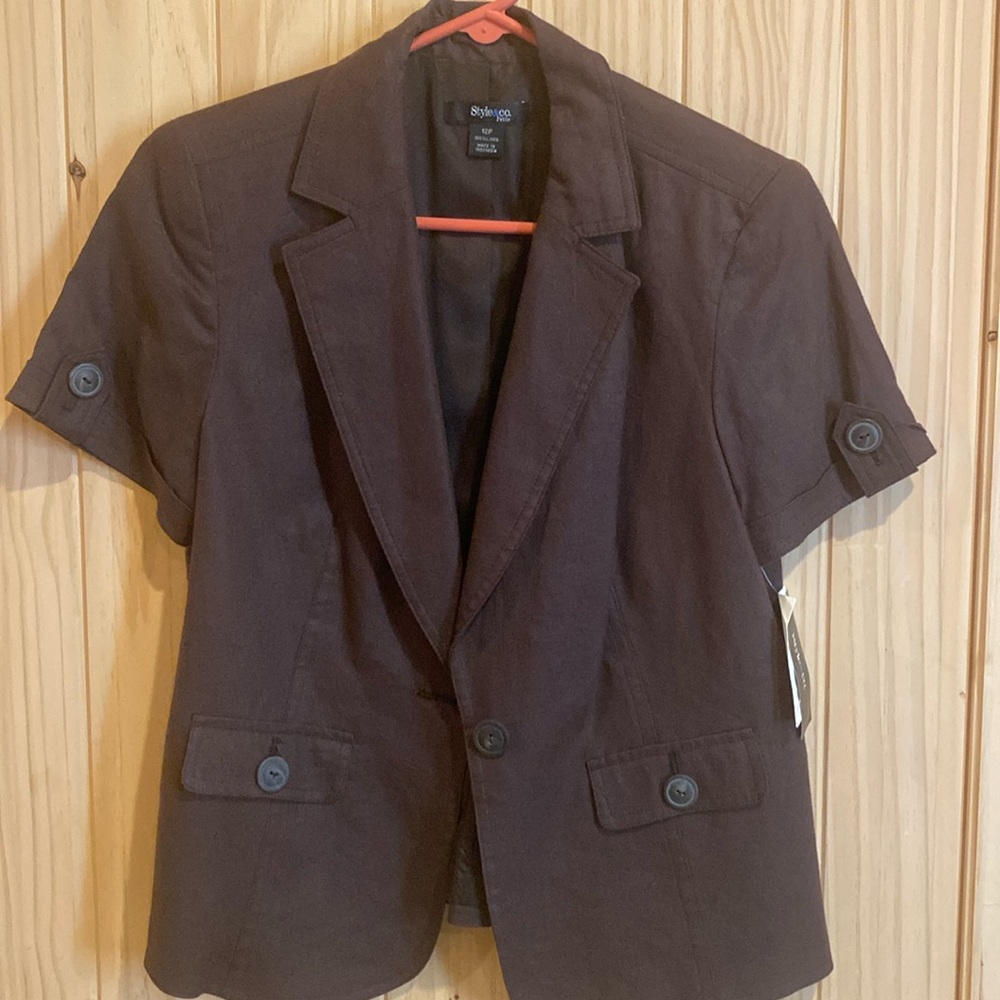 Linen short sleeve blazer jacket